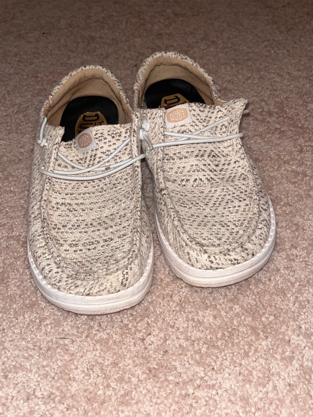Hey Dude womens slip-On Sneakers in Light Beige Knit